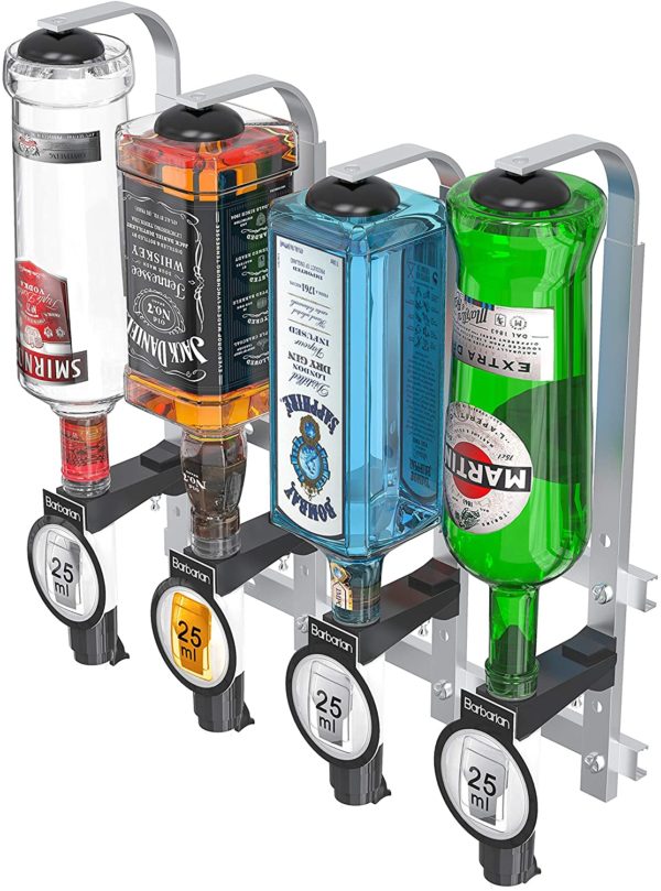 Barbarian Professional Wall Mounted Bar Optics for Spirits - 4 Bottle Dispenser - Image 6