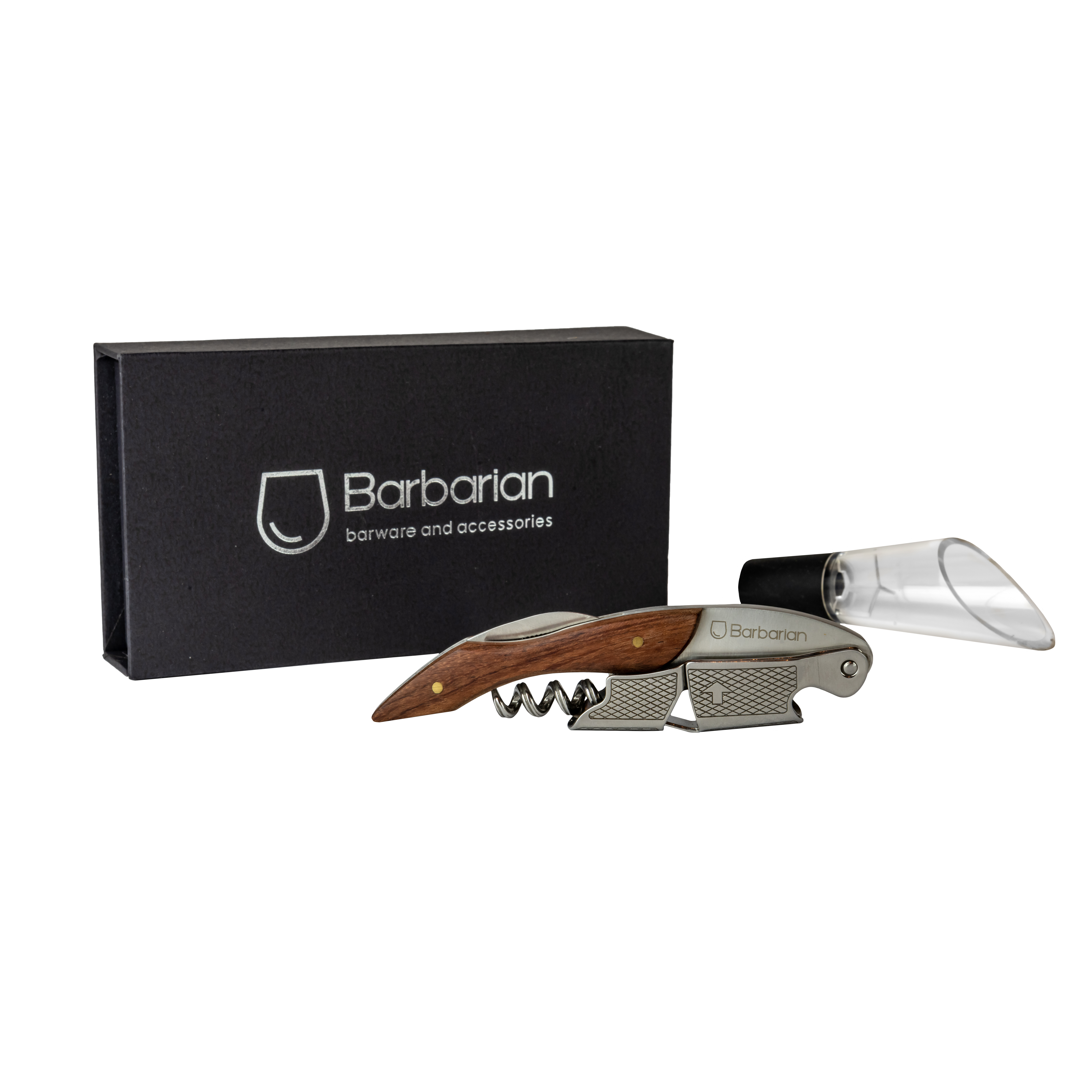 Barbarian Professional 3-in-1 Corkscrew with Gift Box and Wine Aerator - Silver