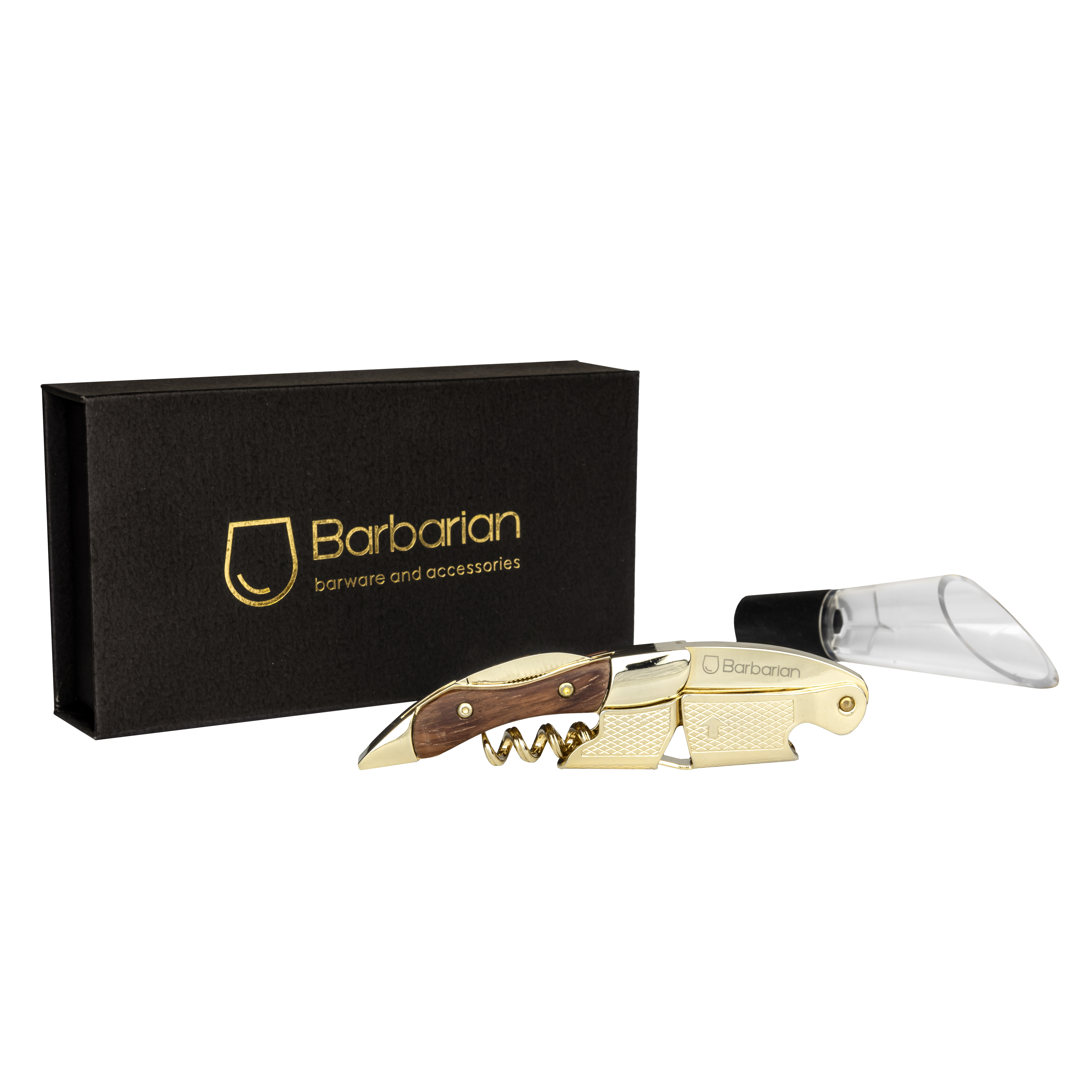 Barbarian Professional 3-in-1 Corkscrew with Gift Box and Wine Aerator Gold
