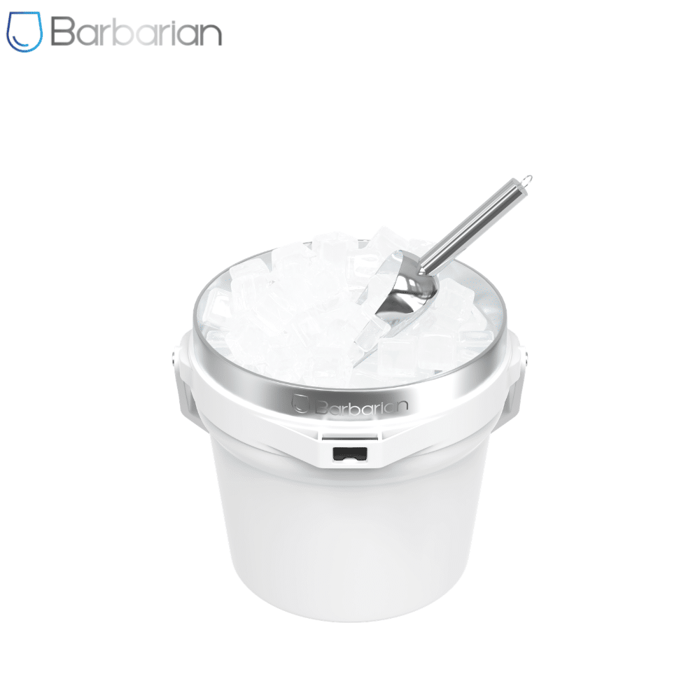 Barbarian 7 Litre Insulated Ice Bucket with Lid, Scoop & Bottle Opener – White